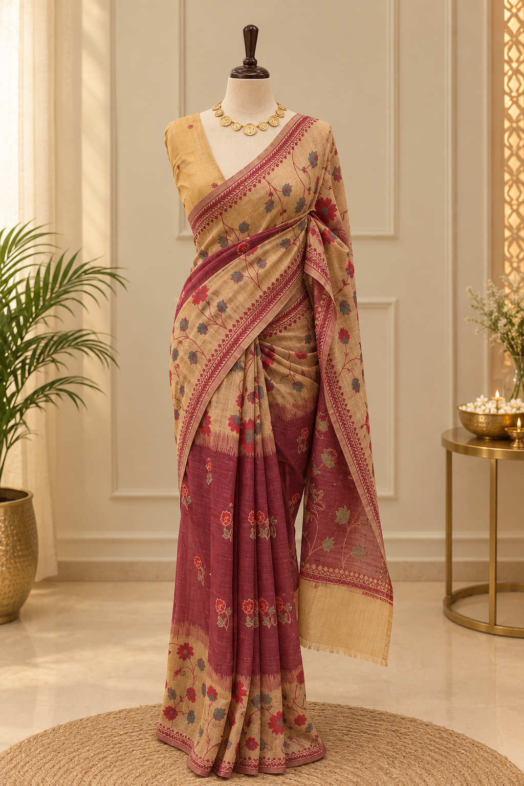 Elegant Floral Heritage Saree