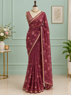 Chanderi Silk Saree with golden border