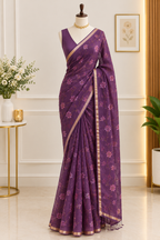 Chanderi Silk Saree with golden border