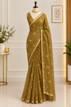 Chanderi Silk Saree with golden border