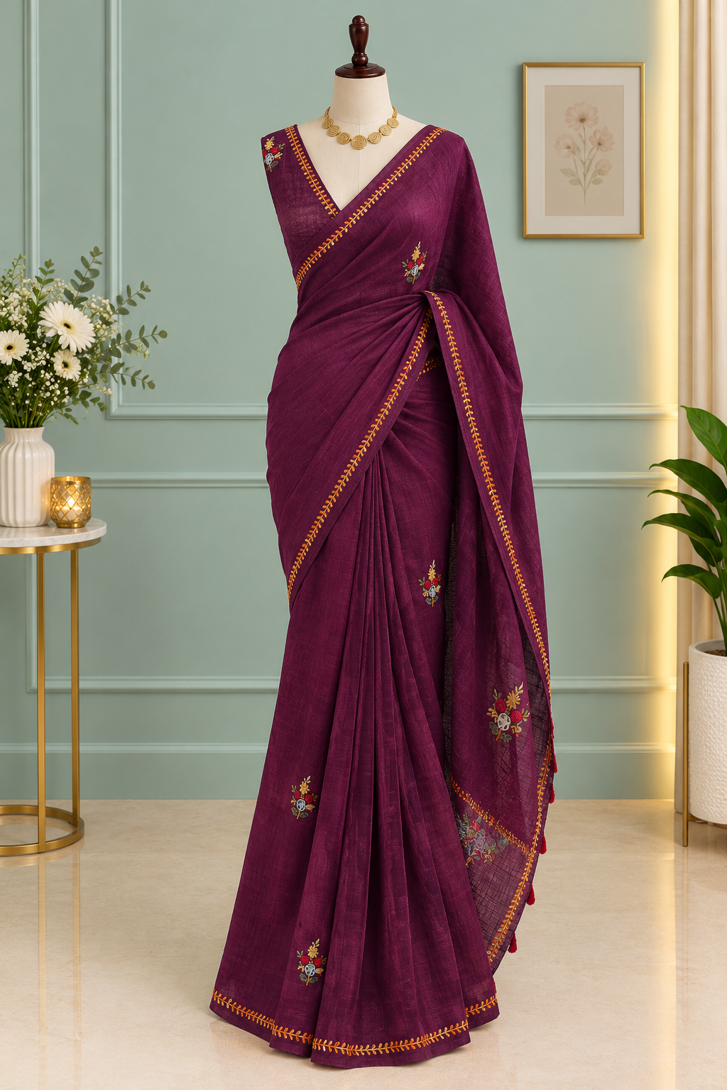Hand Embroidered Saree