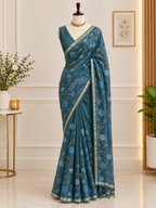 Chanderi Silk Saree with golden border