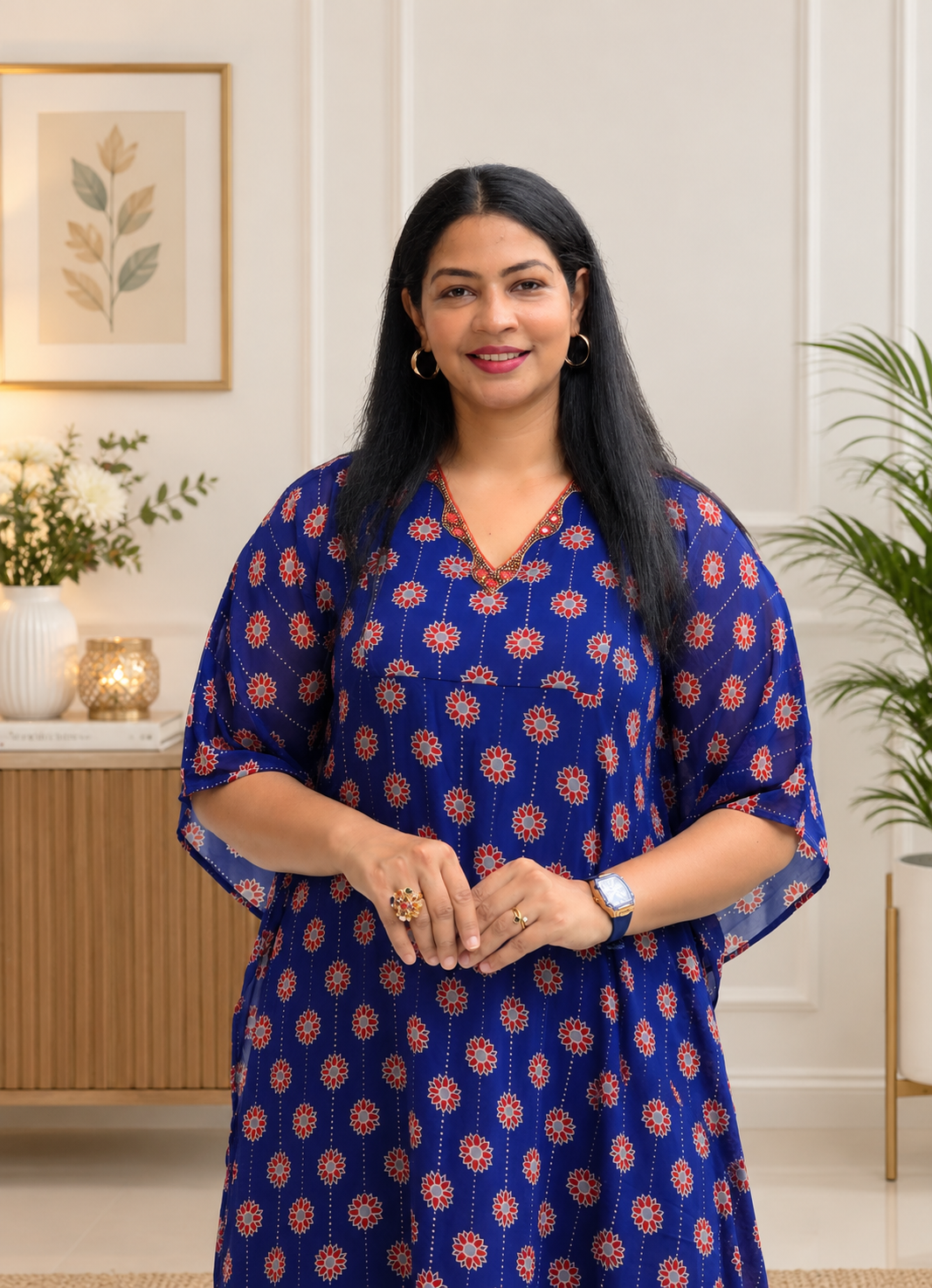 Pure Georgette Ajrakh Printed Dress