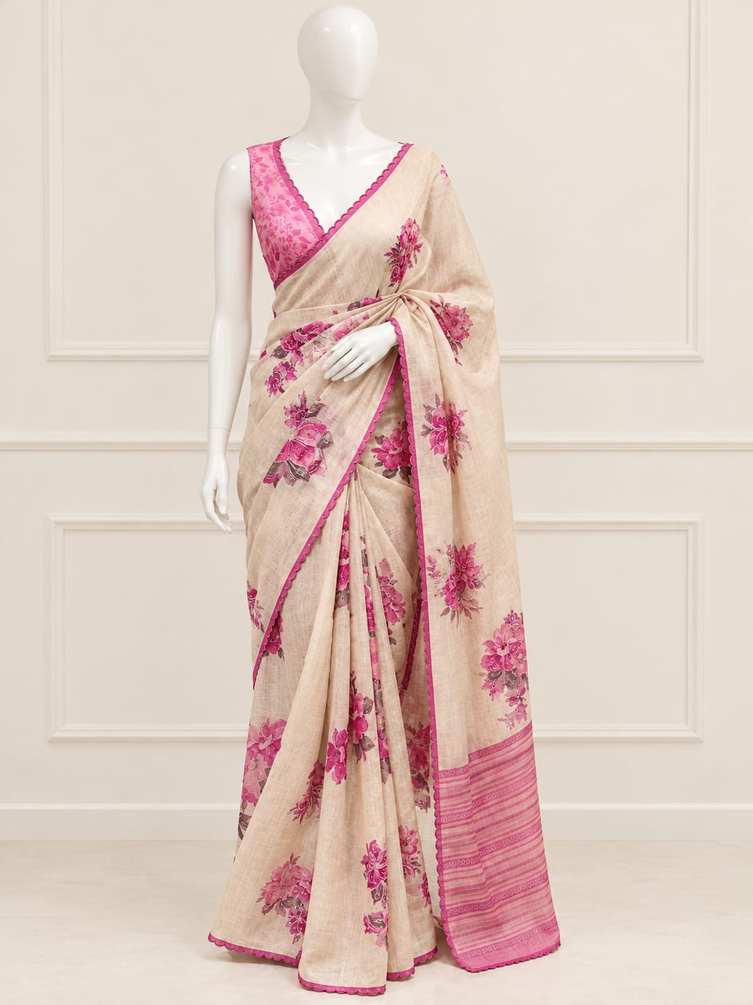 Tissue linen saree