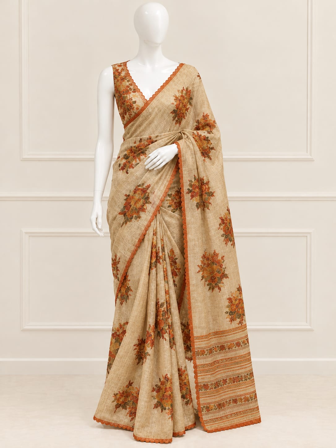Tissue linen saree