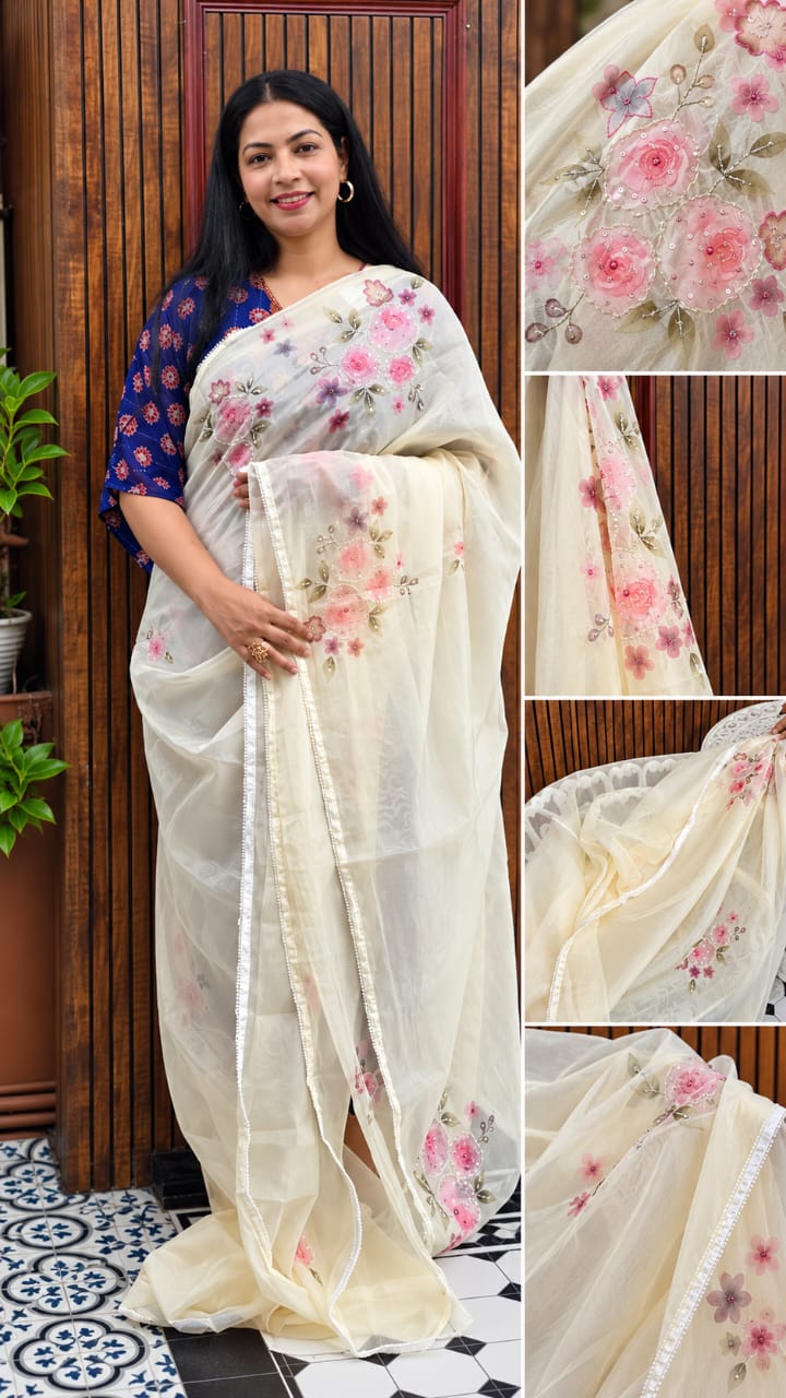 Soft Shimmer Organza Saree