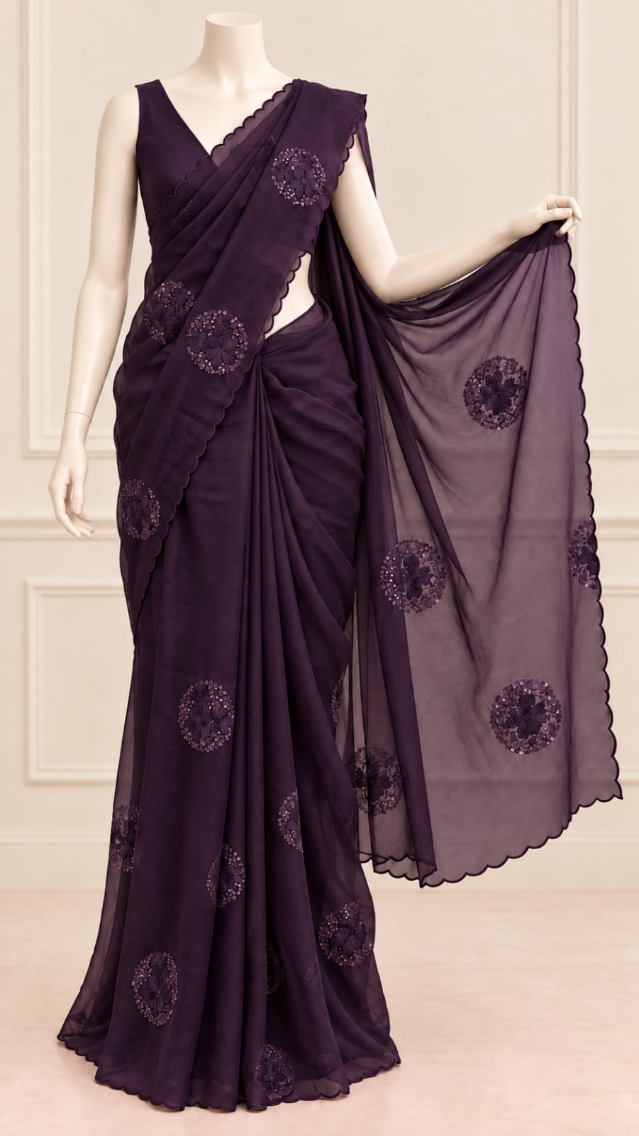 Organza Embroidered Saree