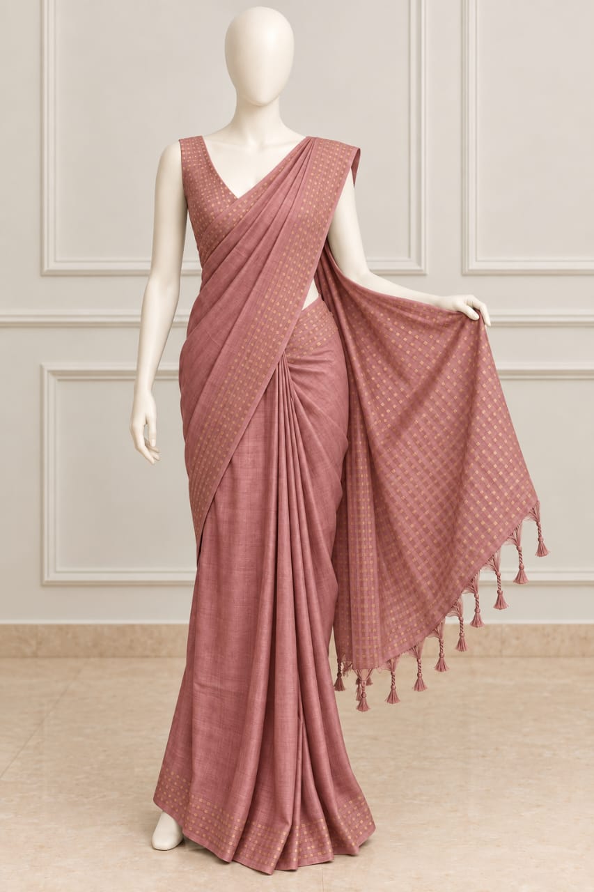 Elegant Saree with Delicate Golden Butti Detailing