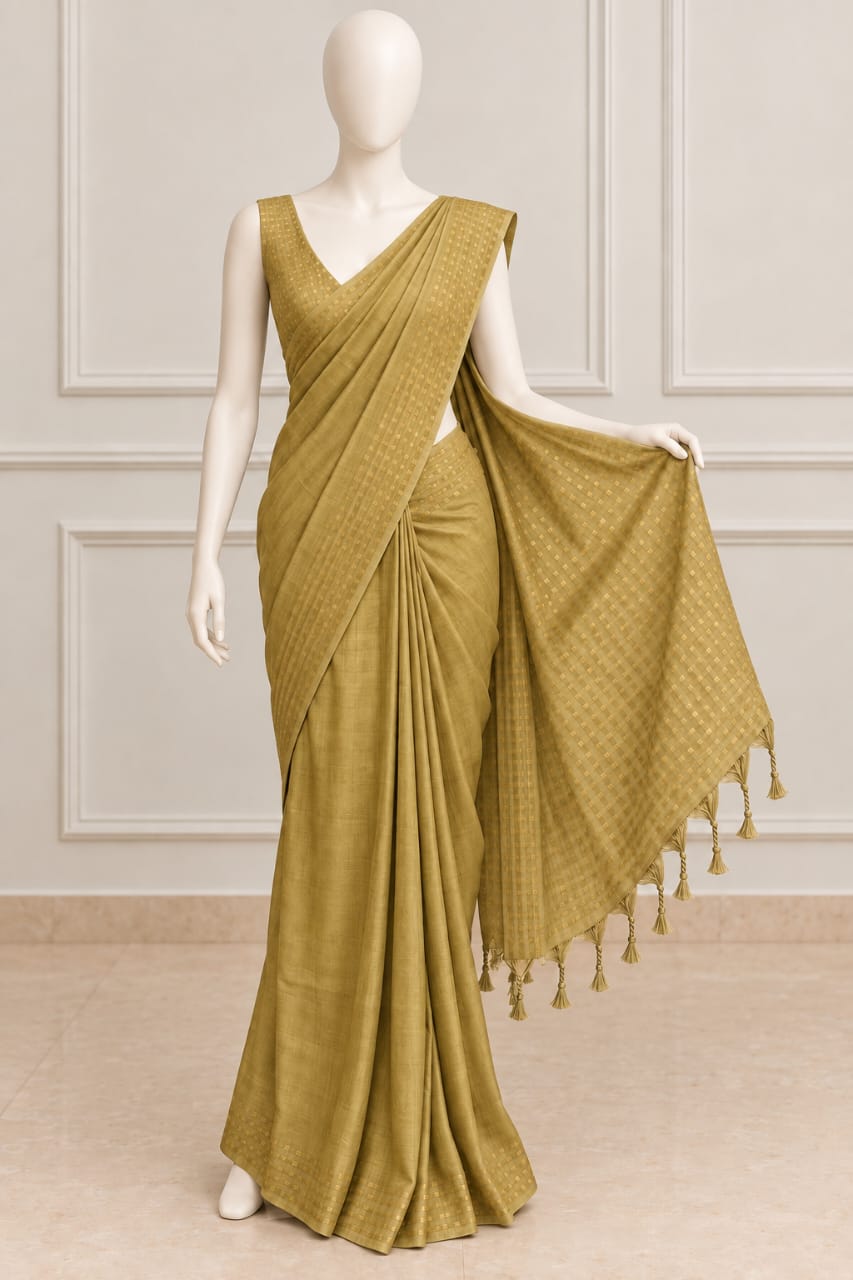 Elegant Saree with Delicate Golden Butti Detailing