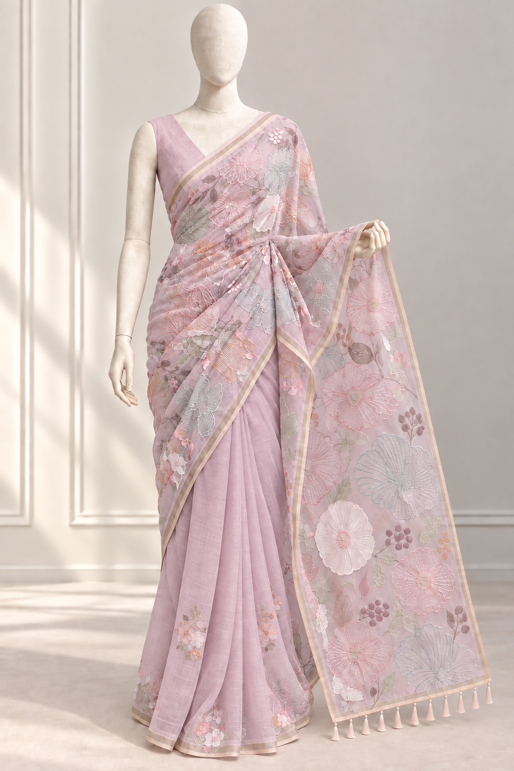 Chanderi floral saree