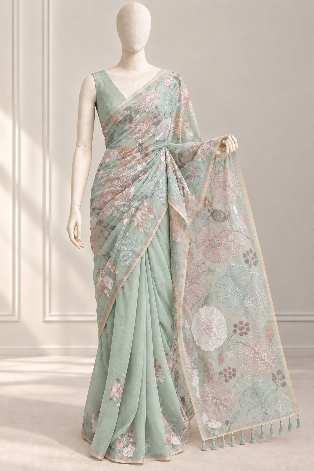 Chanderi floral saree