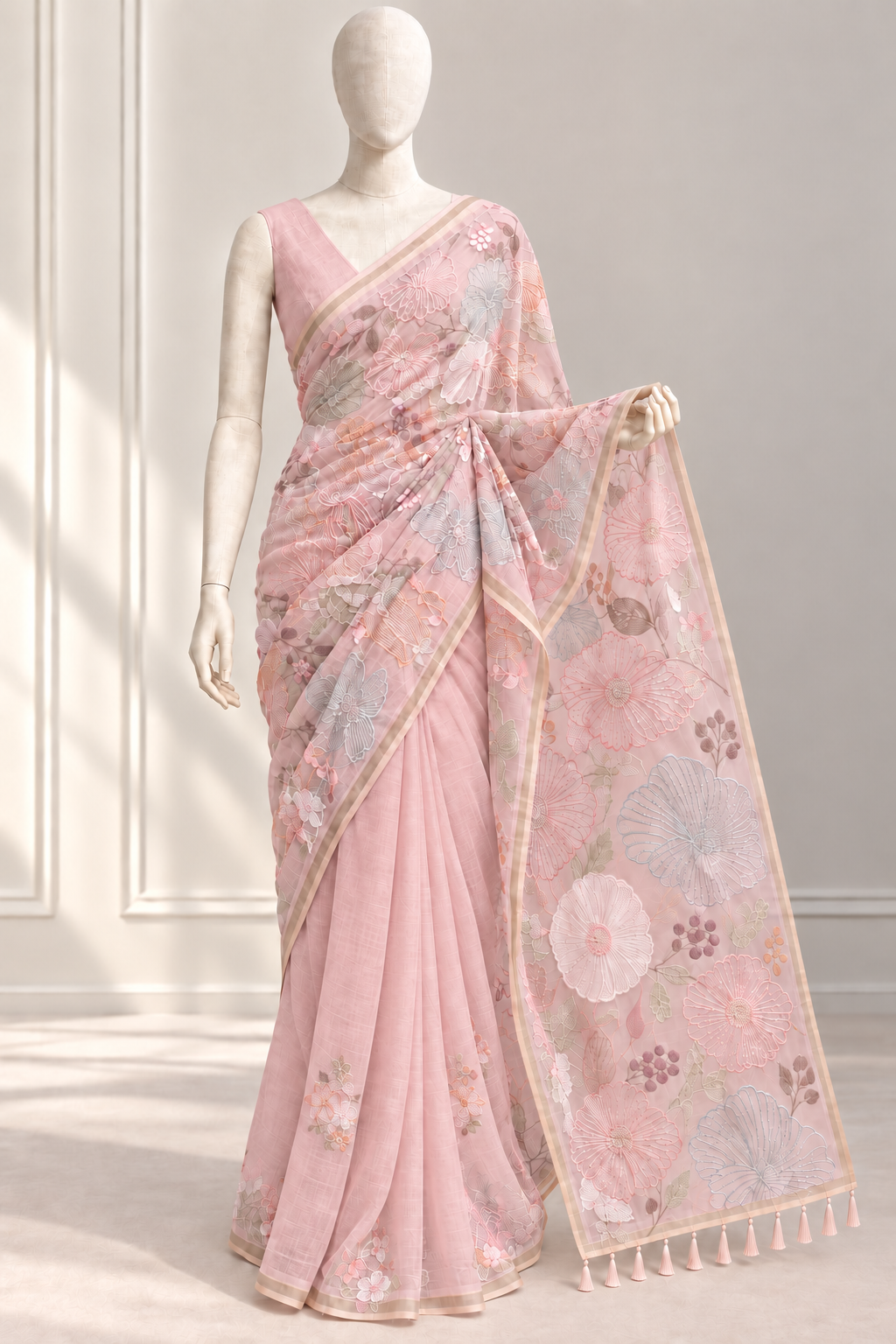 Chanderi floral saree