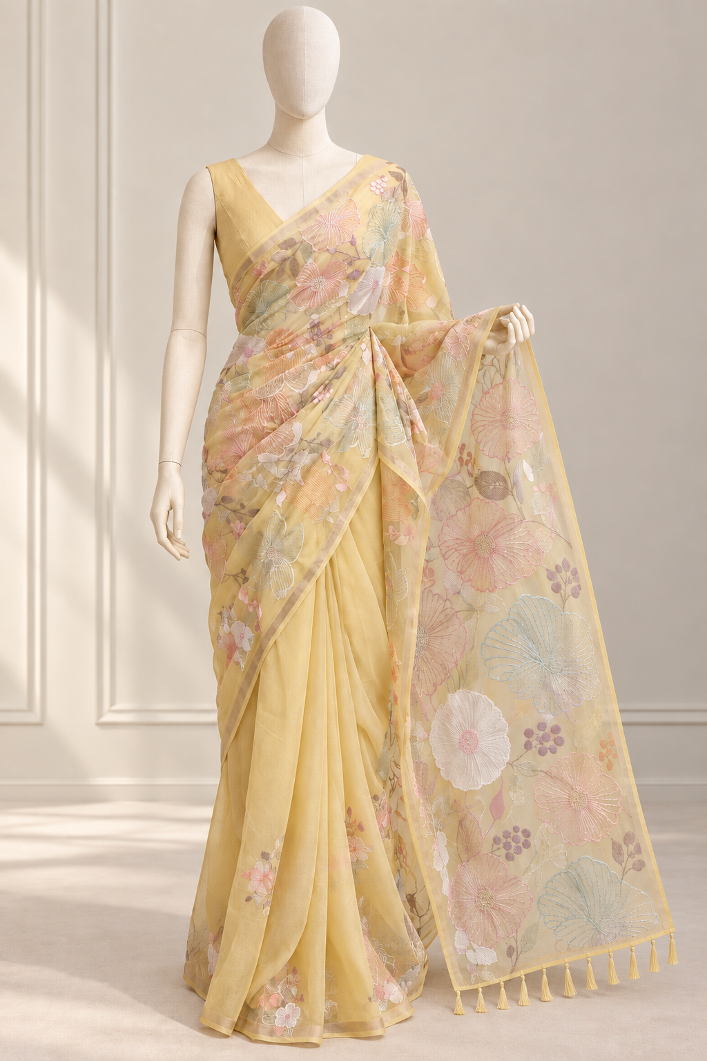 Chanderi floral saree
